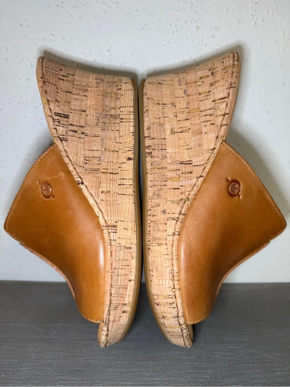 Born Womens Sz 10M Arie Natural Full Grain Leather Platform Wedge Sandals Shoes